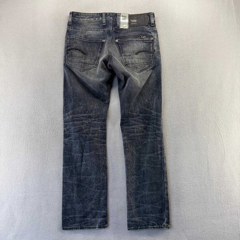 G-Star Raw Jeans Mens 33 Blue Attacc Straight Dark Aged Hydrite Lead Denim NEW